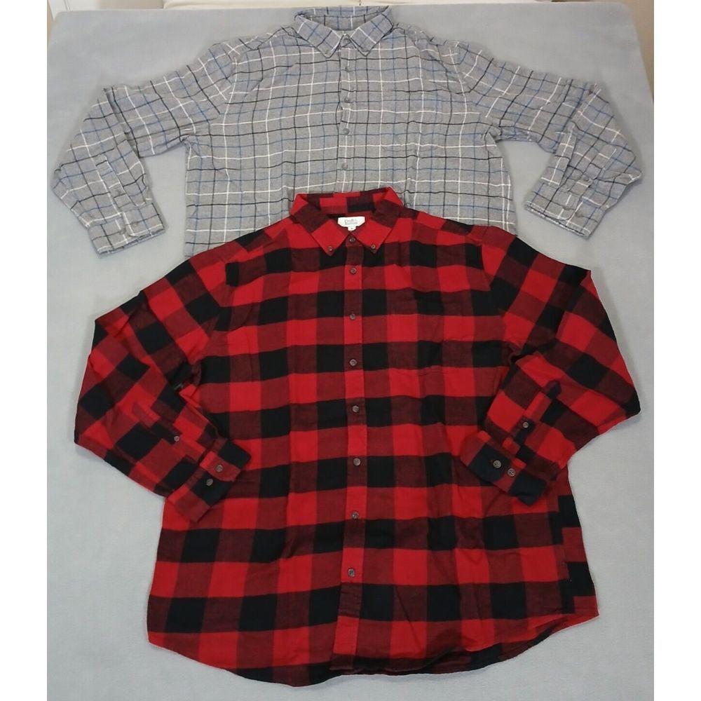 Lot of 2 Croft & Barrow Shirt‎ Flannel Button- Down Long Sleeve Plaid Men's XL